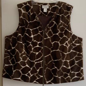 Zip Up Animal Print Vest